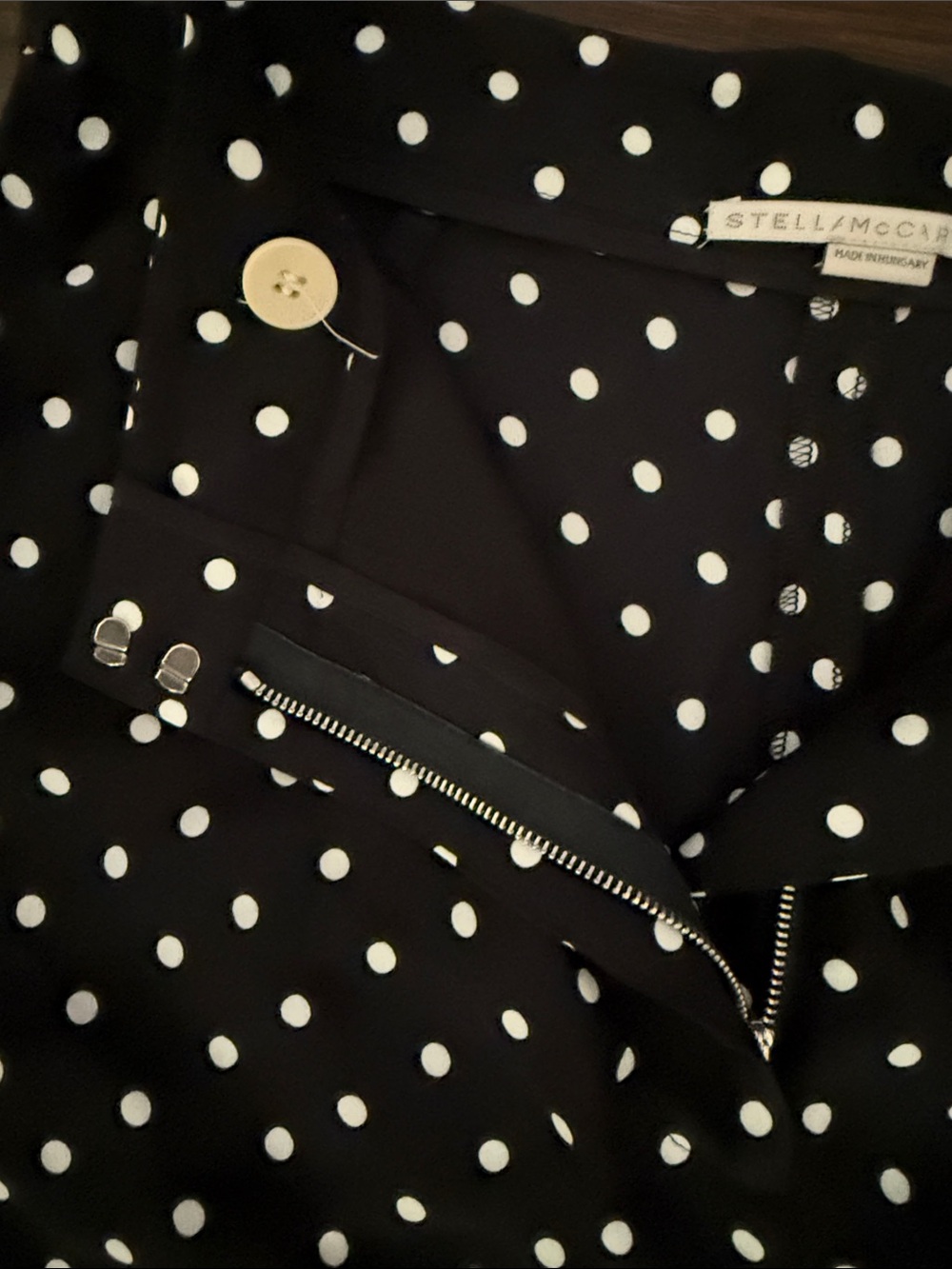 Stella McCartney Silk Wide Leg Polka Dot Pants in Black and White - Women's - Picture 7 of 12